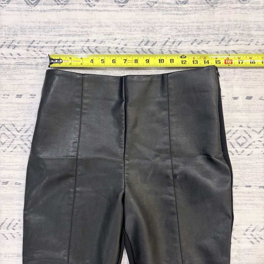 Ann Taylor LOFT Black Faux Leather Mixed Media Pants Leggings L Mobwife Glam - Picture 10 of 11